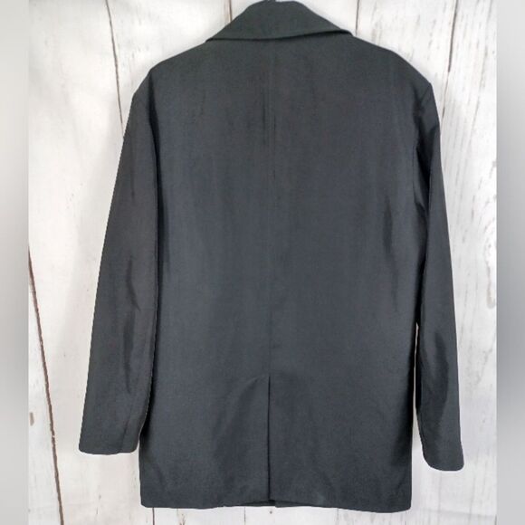 Bachrach Mens Trench Coat Black Collared - Picture 5 of 14